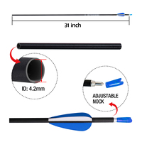 Flèches en fibre de carbone pure 4,2 mm et 6,2 mm les plus vendues, rectitude 0,001/0,003/0,006 pour arcs composés et classiques - Tir à 31 pouces