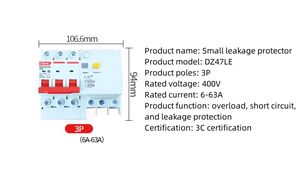 DZ47LE-63 OEM akıllı toprak kaçağı kaçak akım şalteri 3P 3P + N 32A RCCB RCBO ELCB MCB RC fabrika doğrudan - Product Image 4