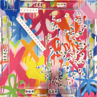 Set Mahjong Amerika Mewah Ukuran Besar Desain Lipat Gaya Pop Art Cerah Ubin Akrilik Tahan Lama untuk Hiburan dan Kolektor