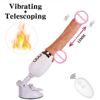 Frauen-Sexspielzeug Fernbedienung Vibration Große Größe Beheizter Automatischer Teleskop-Dildo Vibrator