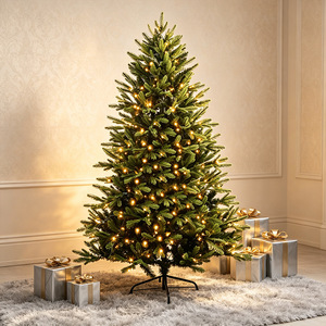 <span class=keywords><strong>Sapin</strong></span> de Noël artificiel Dunhill Fir pré-éclairé de 7 pieds, en PE et PVC mélangés, avec lumières LED et support - Product Image 1