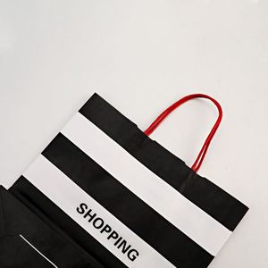 Bolsa de Papel para Compras Negra y Blanca de Alta Calidad con Asa Retorcida, Bolsas de Papel Kraft Económicas con Logotipo Personalizado Impreso, Bolsas de Papel Kraft para Cosméticos - Product Image 6