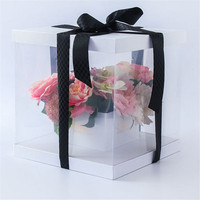 Boîte cadeau transparente carrée pour bouquet de fleurs, style coréen, boîte pour bouquet à la main