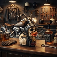 Figur Resin Bebek Pengendara Motor Tengkorak Gaya Gotik, Dekorasi Meja Biker Vintage, Hadiah Koleksi Keren untuk Penggemar Mobil