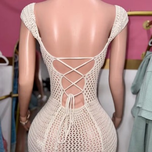 Robe Courte Sexy KuanZe pour <span class=keywords><strong>Femme</strong></span>, Modèle Patchwork Tricoté, Idéale pour l'Été et les Tenues Décontractées - Product Image 2