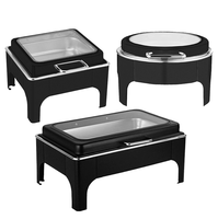 Matériel de cuisine professionnel Chauffe-plat rectangulaire noir 9L pour buffet, ensemble de réchauds pour hôtels et restaurants