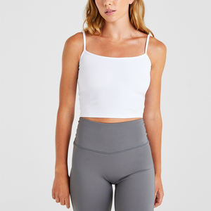 Chaleco CORTO BÁSICO ligero para <span class=keywords><strong>mujer</strong></span>, camiseta sin mangas de Yoga suave elástica de nailon personalizada, postes de espagueti ajustables transpirables en la parte delantera - Product Image 1