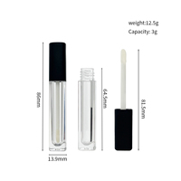 En stock – Tube carré vide transparent noir en PETG 3g pour brillant à lèvres, 5ml, avec bouchon à vis, logo personnalisé imprimé UV pour emballage de fard à joues liquide