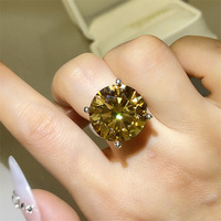 Luxuriöser Rundschliff 20CT VVS GRA Gelber Moissanit Schmuck S925 Silber Weißgold Plattiert Beste Einzigartige Seitenstein-Design Ringe