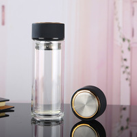Bouteille d'infuseur à thé en verre borosilicaté de 320ml avec logo personnalisé, isolation à double paroi, conception étanche