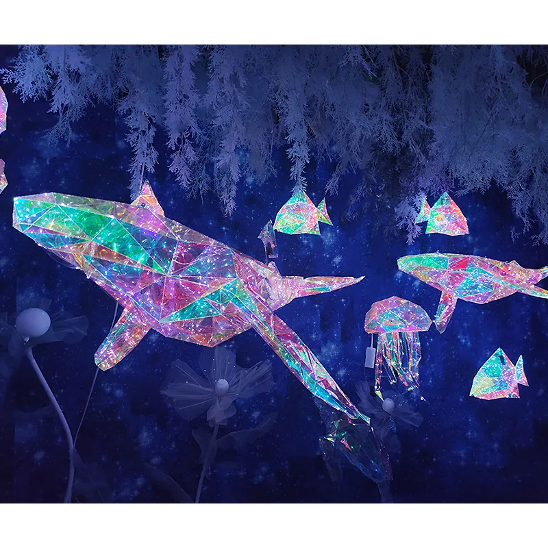 LED cá heo sứa hình dạng ngoài trời động vật biển bố trí đèn chiếu sáng không thấm nước chiếu sáng cảnh quan bãi cỏ Đèn trang trí