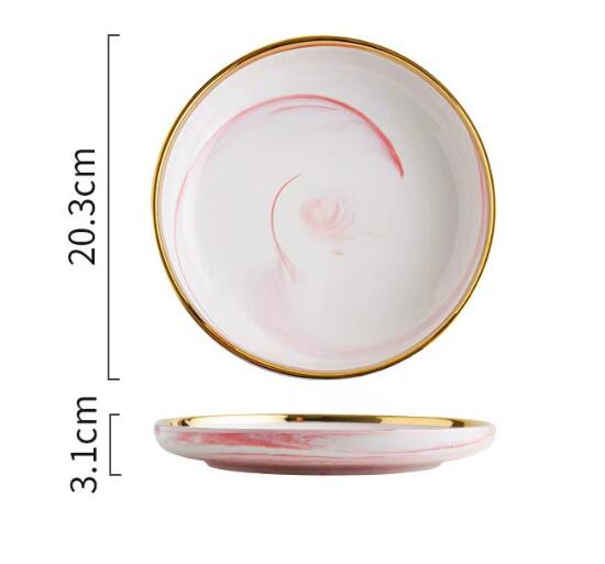 Plat peu profond rose de 8 pouces