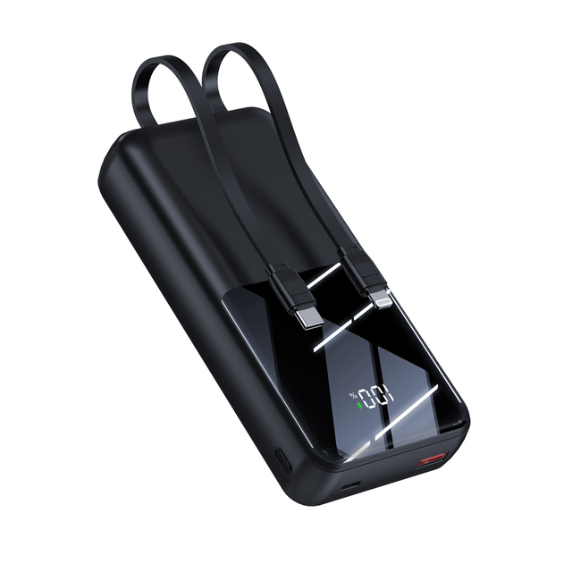 20000mAh High Capacity Power Bank with Built-in Type-C & IOS Cables 22.5W Fast Charging LED Display