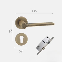 Poignée de porte en bois rétro Antique, serrure à fente intérieure, quincaillerie de porte de chambre à coucher, poignée de porte
