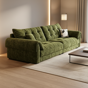 FZT 2026 New Chesterfield Elephant Ear Two Seat <b>Sofa</b> Avocado Matcha Green Cloud Straight Row Fabric Set <b>Small</b> Apartment Living - Product Image 3