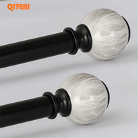 Meilleures ventes Tringle de fenêtre simple extensible en métal noir tringles de fenêtre décoratives en résine de marbre blanc pour draperie