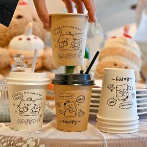 أكواب قهوة ورقية مخصصة قابلة للاسترداد بيضاء لطيفة بنمط القط بجدار واحد للاستعمال مرة واحدة - Product Image 2