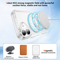 Étui de téléphone magnétique transparent en cristal pour iPhone 18 Pro Max, compatible avec la fonction de charge, vente en gros, logo personnalisé