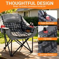 Chaise de camping pliable robuste 150 kg 330 lbs, cadre en acier renforcé de 20 mm, chaise rembourrée XL avec sac isotherme 600D Oxford
