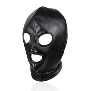 PU Open <span class=keywords><strong>Mouth</strong></span> Eye Leder maske 3 Löcher Leder masken Leder Kopf bedeckung - Product Image 2