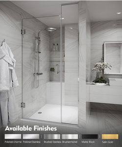 Cửa tắm hình chữ nhật hiện đại với kính cường lực không khung và bản lề bằng đồng ba mặt cho khách sạn và biệt thự - Product Image 2