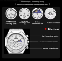 Montre de luxe X-GEQCK à trois cadrans et six aiguilles avec phases lunaires pour homme, bracelet en acier inoxydable, montre-bracelet tendance pour affaires