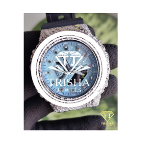 Montre automatique de luxe pour homme avec diamants Moissanite, en argent sterling 925, accents bleu glace, calendrier complet – Approvisionnement direct usine - Product Image 1