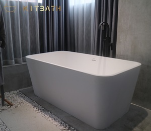 Kitbath Châu Âu Thiết Kế Hiện Đại Bề Mặt Rắn Đá Nhựa Acrylic Vuông Freestanding Bồn Tắm Trong Nhà Cho Khách Sạn Trong Nhà - Product Image 5