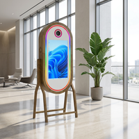 Miroir Photo Booth Magique avec Caméra et Écran Tactile, Effet Bois, pour Événements et Fêtes