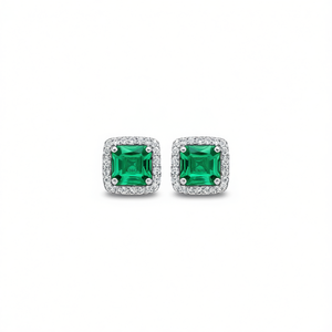 Pendientes de Esmeralda Cwod con Engaste de Garra, Piedra Verde Cuadrada, Aleación, Joyería Clásica de Moda para Mujer - Product Image 1