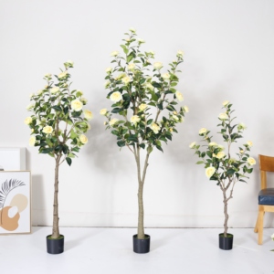Plastic Camellia Artificial Potted Plant Outdoor Indoor for Office Garden Decoration Home Decor Faux Trees Artificial Plants - Product Image 1