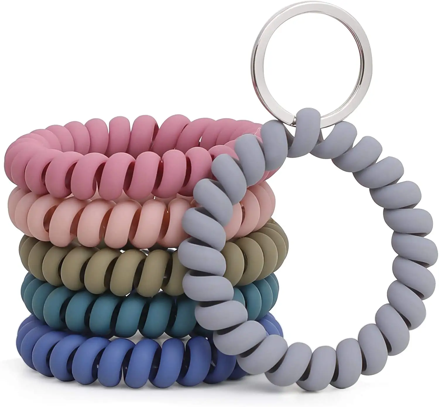 Nieuwe Mode Stretchable Polsbandje Polsbandje Sleutelhanger Lente Flexibele Spiral Pols Coil Armband Sleutelhanger