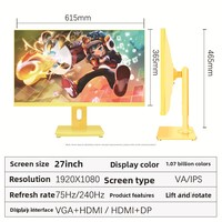 Écran d'ordinateur de bureau 27 pouces couleur Macaron IPS LED rétroéclairé, taux de rafraîchissement 240 Hz, 16:9, temps de réponse 5 ms, design bord à bord, haute performance