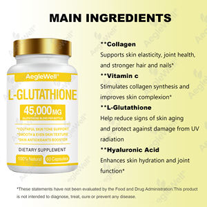 Aeglewell OEM L-glutathion capsules supplement met collageen en vitamine <span class=keywords><strong>C</strong></span> voor stralende huid, GMP-gecertificeerde faciliteit, glutathion capsules - Product Image 5