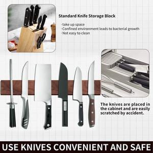 <span class=keywords><strong>Portacoltelli</strong></span> <span class=keywords><strong>Magnetico</strong></span> Ecologico in Bambù, Supporto Universale per Coltelli da Cucina in Legno di Noce - Product Image 2