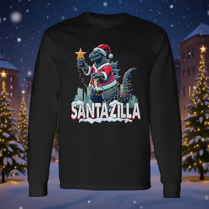 Santazilla Kaiju Christmas Dinosaur T-shirt à manches longues pour garçons - Product Image 3