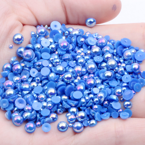 Nizi vendre bien 12mm 50pcs beaucoup de couleurs colle sur résine demi Flatback perles vêtements robes bricolage artisanat Scrapbook décoration - Product Image 2