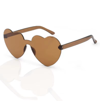 Amour coeur forme lunettes de soleil femmes sans monture cadre saint valentin coloré lunettes de soleil femme rouge rose jaune nuances voyage