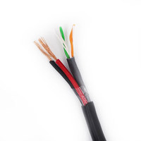Kabel Siamese RJ45 2 Pair+2X0.5mm2 Berkualitas Tinggi untuk Jaringan Daya Cat5e Cat6+DC dengan Kabel Ethernet Daya untuk POE