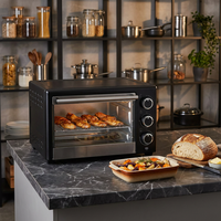 Four électrique de table compact - Mini four grille-pain avec boîtier métallique et porte en verre, capacité 18L, multifonction pour usage domestique