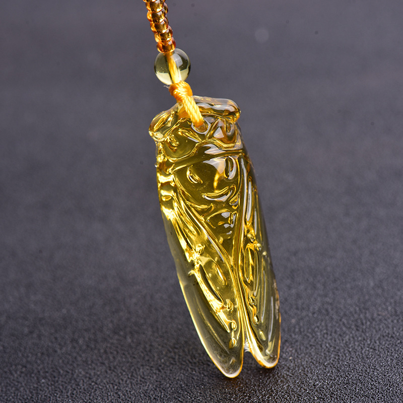 ASTROGHAR Natural Yellow Pili Koudi Pendant - Crystal, Approx 25mm, Chakra Healing Stone - View #12