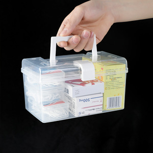Portable Medicine <b>Storage</b> <b>Box</b> With Handle Transparent PP Material For Pill Organization Desktop Use <b>Small</b> Size - Product Image 1