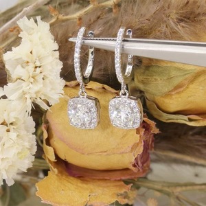 Women's Romantic Ball Shape Hoop <b>Earrings</b> 14k White Gold & Sterling <b>Silver</b> Plated White Garnet Stone for <b>Wedding</b> Anniversary - Product Image 2