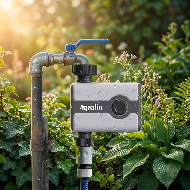 WiFi Smart Water Timer with Rain Sensor, Automatic Irrigation Controller for Garden & Lawn, Eco-Friendly Outdoor Faucet Timer