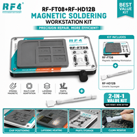 RF4 RF-FT08-HD12B Station de Soudage Magnétique 2-en-1 Kit d'Outils de Réparation de Téléphones avec Glissières Métalliques Réglables et Raclette Céramique