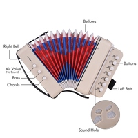 Mini 10-Button Kids Accordion Toy Supports Bass Chords 14 Notes with Cleaning Cloth Educational Music Instrument for Children