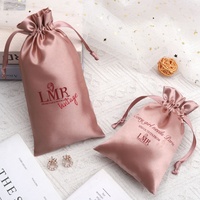 Pochette de Rangement Luxe en Soie et Satin Rose, Personnalisable avec Logo, Sac de Shopping Réutilisable pour Cheveux, Perruques et Lingerie