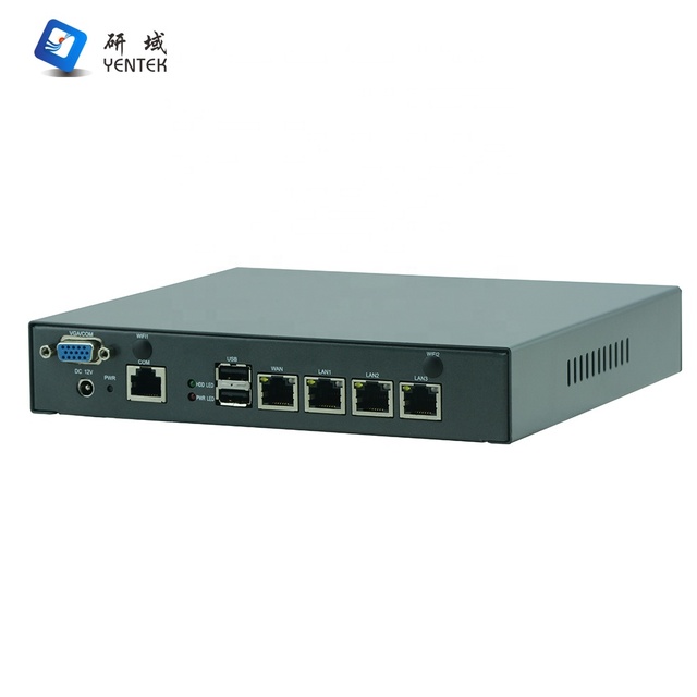 Firewall Industrial PC YENTEK Intel Celeron J4125/J1900 4 Gigabit LAN RS232 2*USB Fanless Mini Pfsense Network Computer VPN
