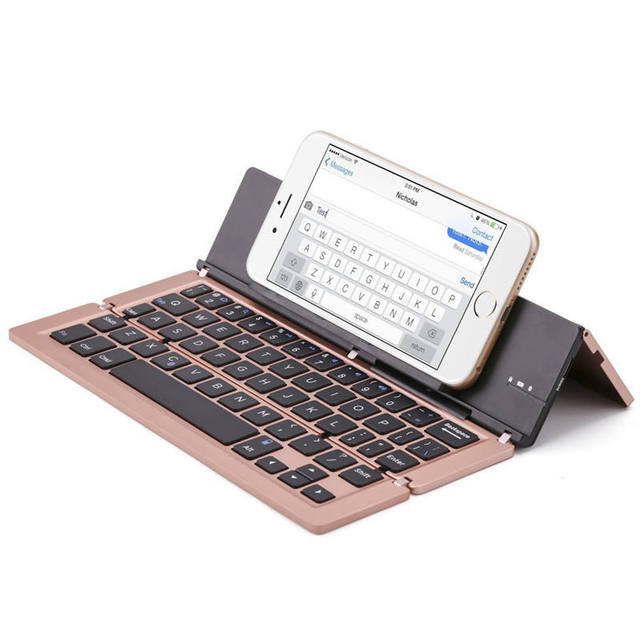 Portable Mini Bluetooths Wireless Folding Keyboard Aluminum Alloy Foldable Keyboard for Tablets