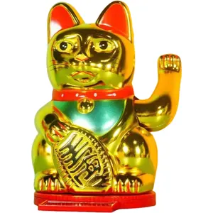 Souvenir 6 inch ABS fengshui lucky cat maneki neko plastic craft gifts lucky cat white Automatic Waving Hands for Car Decoration